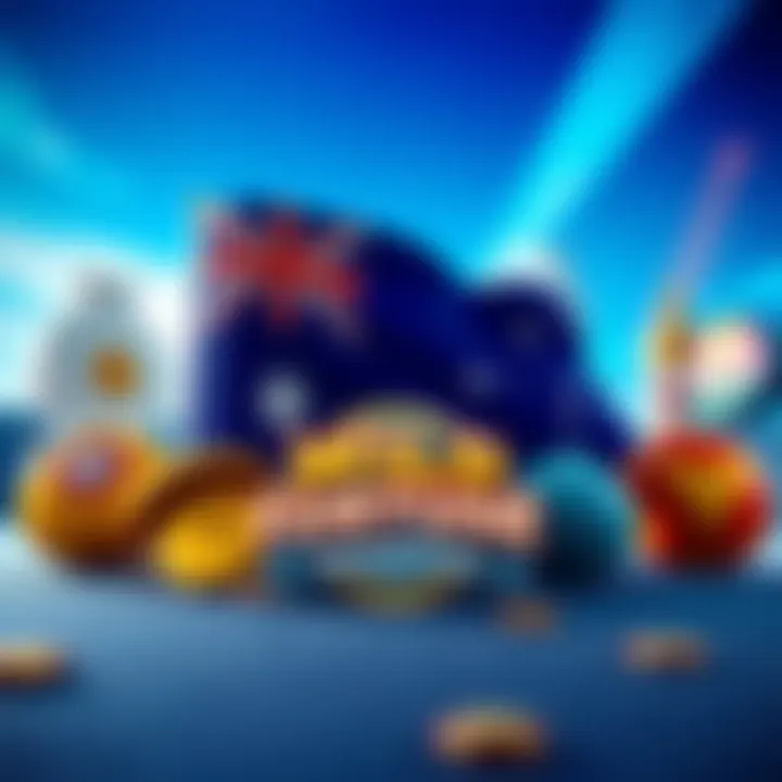 Illustration of Australian flag alongside online casino symbols representing local player benefits