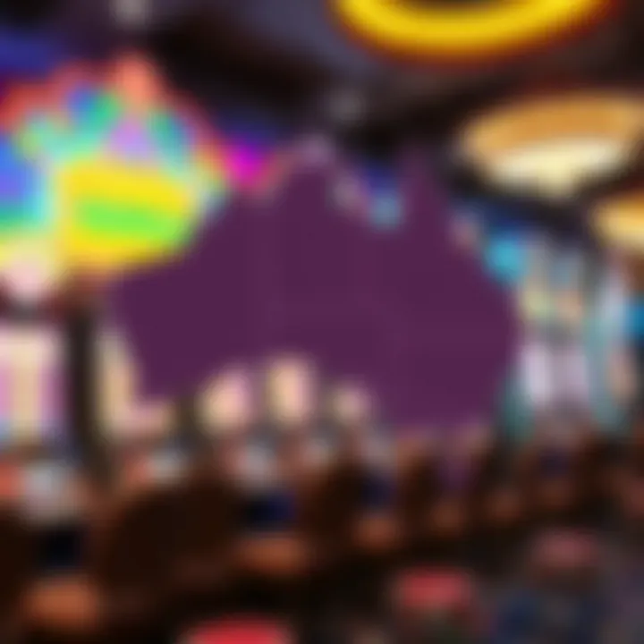 Digital map of Australia highlighting legal regions for online pokies