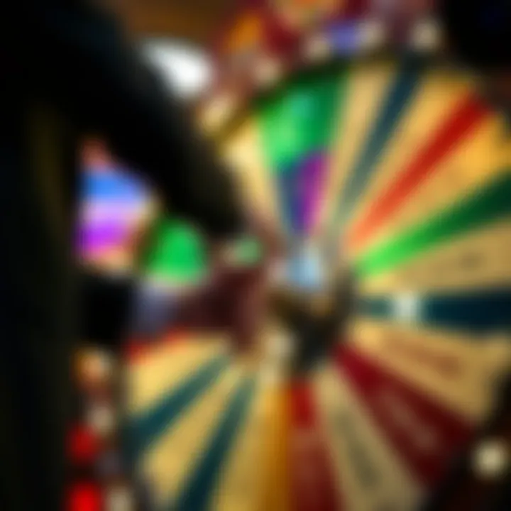 Contestant spinning the Wheel of Fortune wheel near the wild card segment