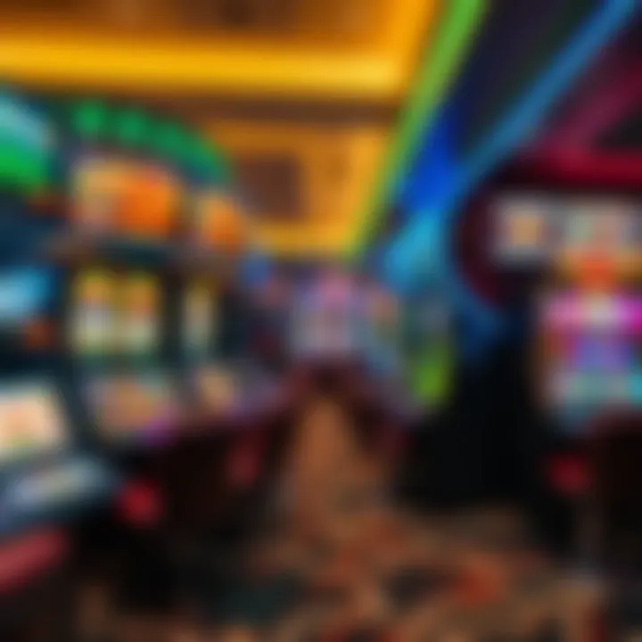 Variety of casino games displayed on digital screens with payment options icons