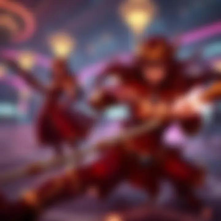 Wild Rift champions engaging in combat with a focus on positioning to counter Miss Fortune's poke and abilities