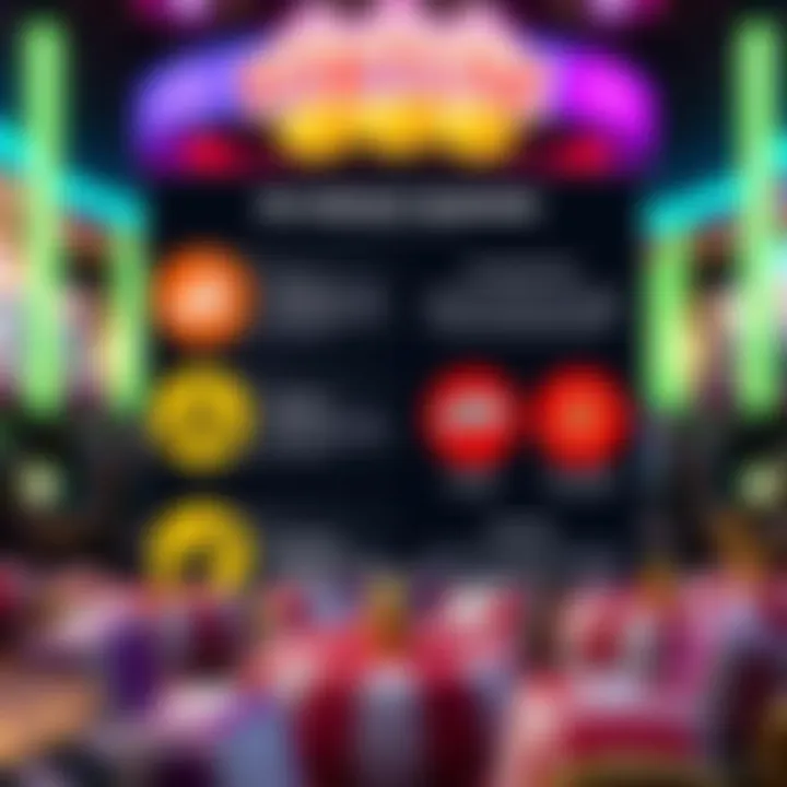 Graphic showing key terms and tips for maximizing no deposit bonuses in online casinos with icons symbolizing benefits and precautions