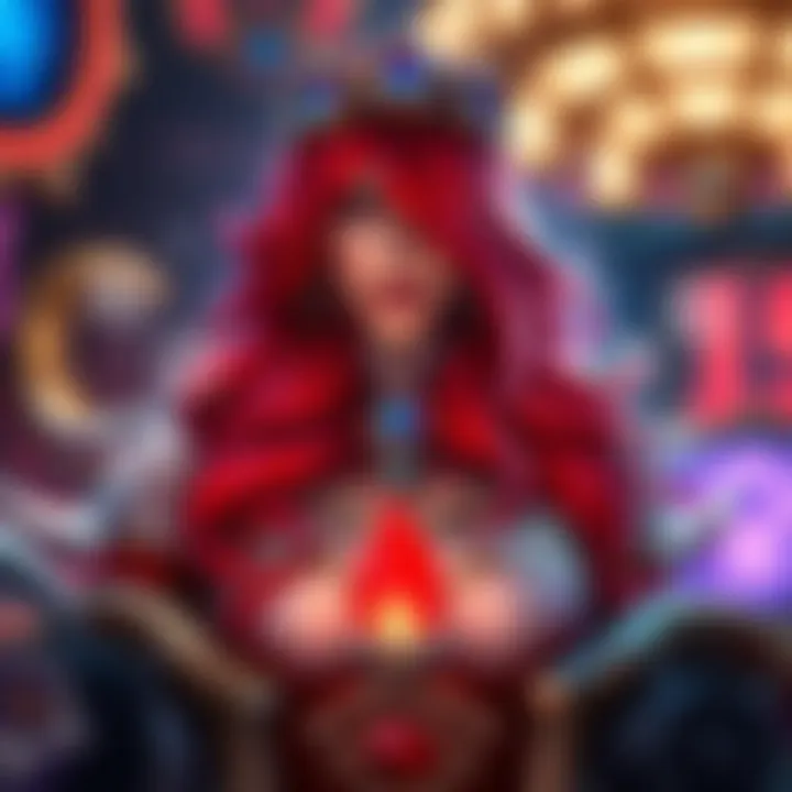 Miss Fortune with rune symbols and strategic icons illustrating burst and sustained damage tactics
