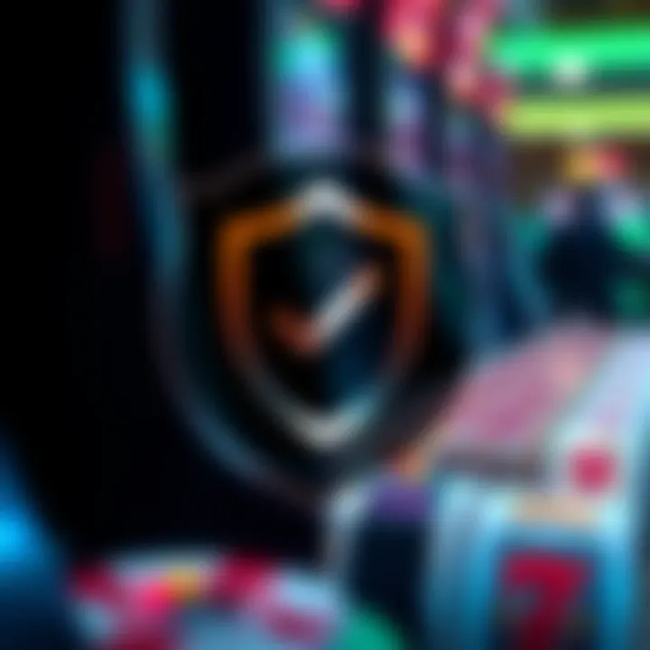 Graphic illustrating online gambling fairness with shield and checkmark icons