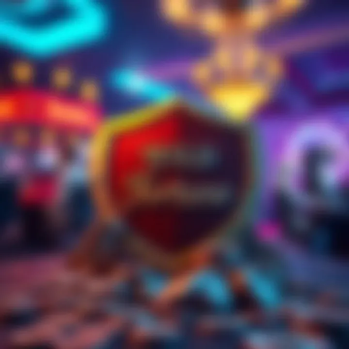 Safe and secure online gambling concept with shield and coins