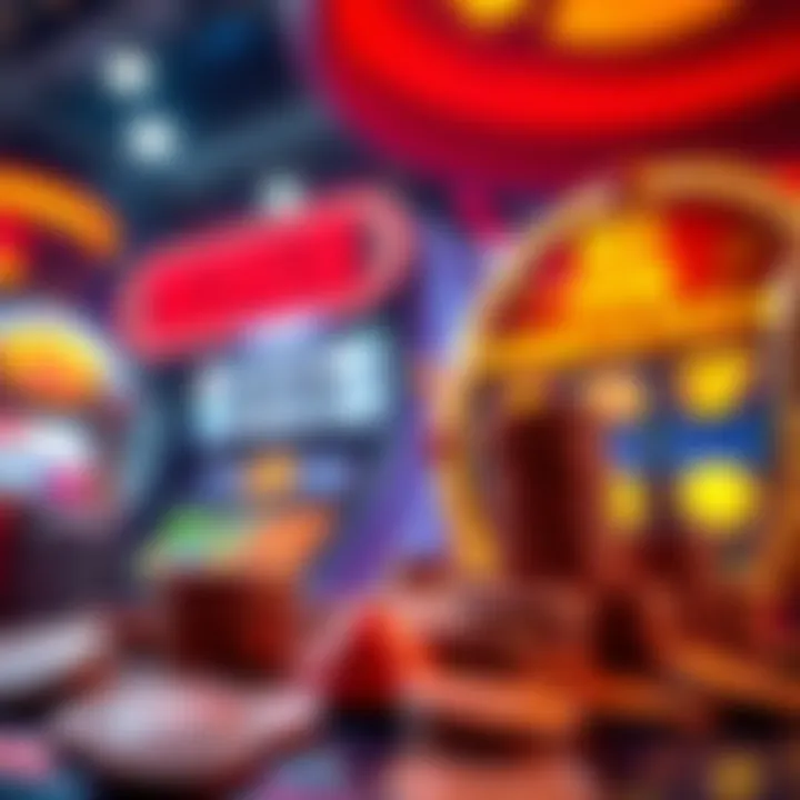 Illustration showing a casino bonus offer with coins and a glowing slot machine