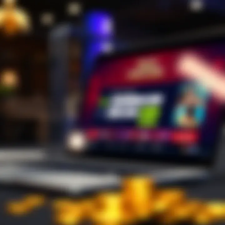 Laptop screen showing Wild Fortune online casino interface with bonus code entry