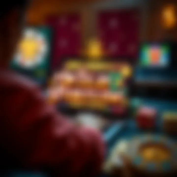 Illustration of Australian player accessing Wild Fortune free spins on a laptop with gaming icons around