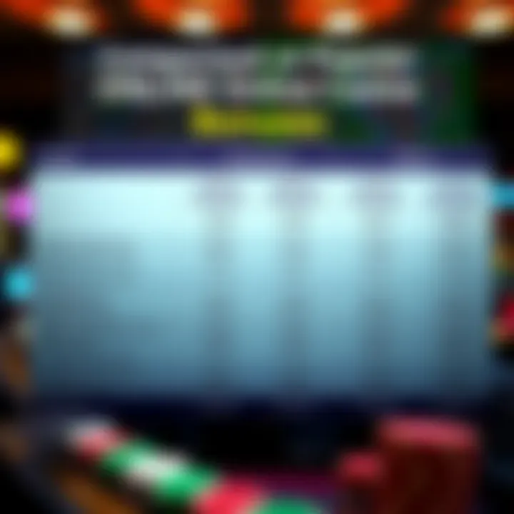 Comparison chart illustrating different bonus offers in online casinos