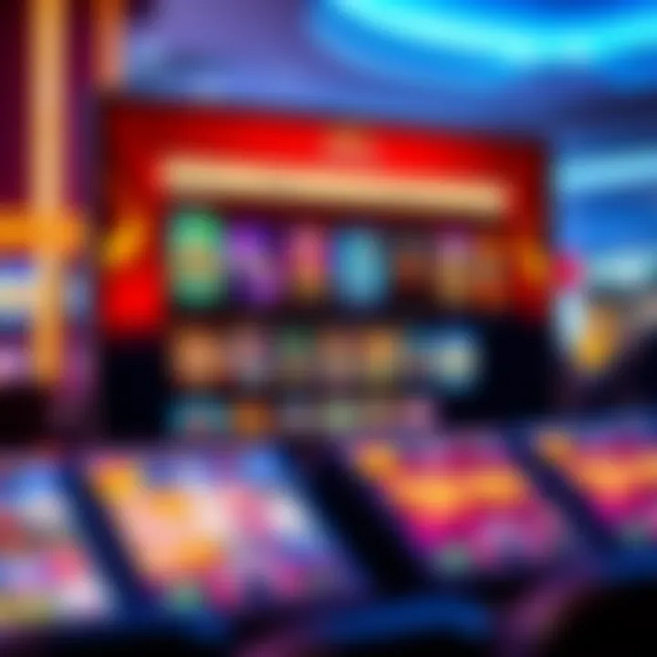 Wild Fortune Casino Australia Game Selection Showcase Colorful selection of online casino game icons displayed on a digital screen