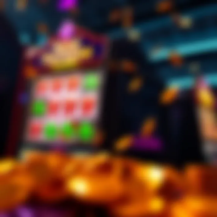 Bright casino slot machine displaying winning symbols and coins