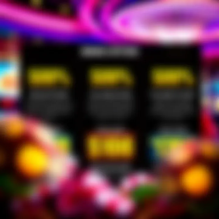 Graphic showing various casino bonus options like free spins and deposit matches