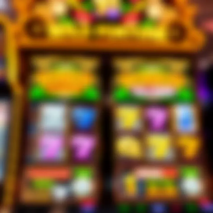 Casino slot machine displaying winning bonus symbols with bright colorful lights