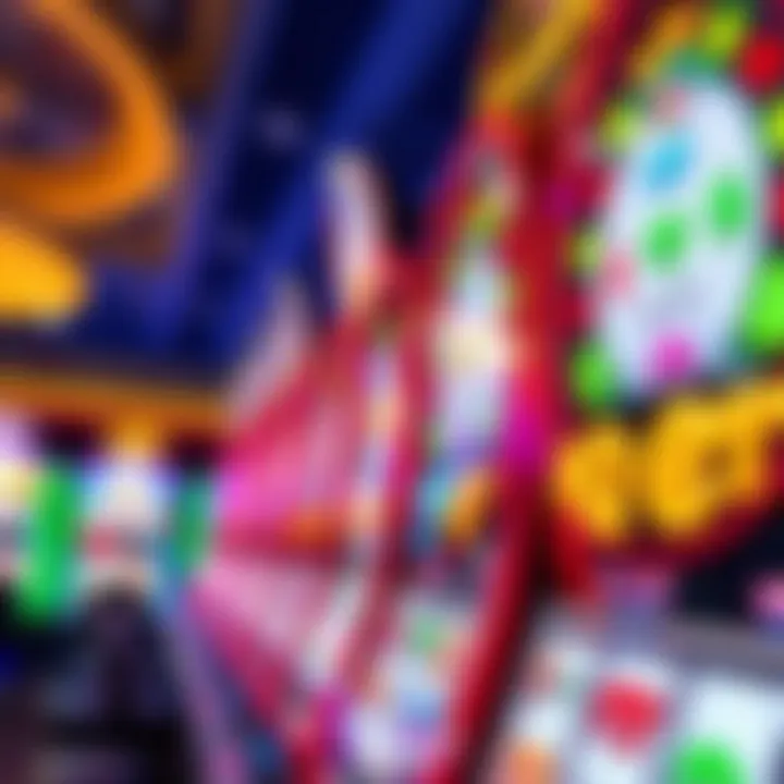 Vibrant Slots at Wild Fortune Casino Colorful slot machine reels spinning with vibrant symbols and bright lights representing casino entertainment