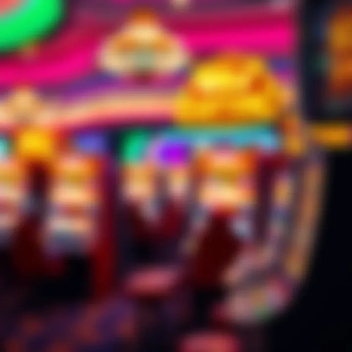 Colorful depiction of a casino environment with slot machines and vibrant lighting