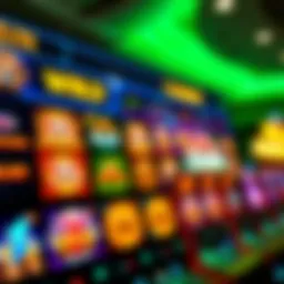 Colorful online casino interface showing a variety of slot machine games and vibrant graphics