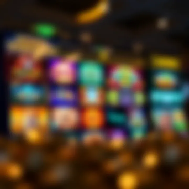 Colorful online casino interface showcasing a variety of slot games and vibrant graphics