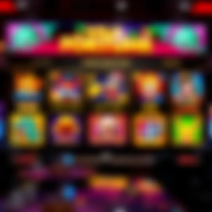 A vibrant casino interface displaying a variety of slot games with colorful graphics and engaging themes