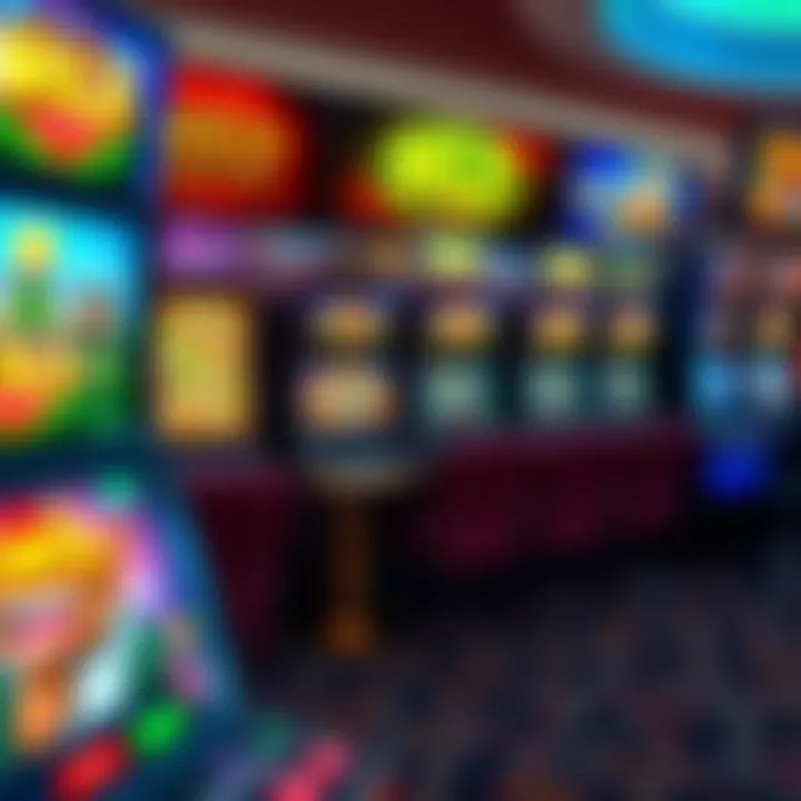 Colorful casino game interface showcasing a variety of slot machines and table games