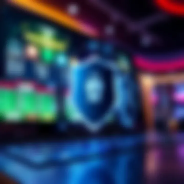 Wild Fortune Casino's Digital Security Measures Graphic showing a secure online casino environment with protective digital shield