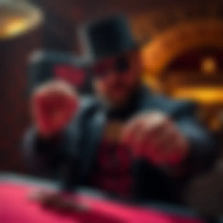 Sleight Technique in Wild Fortune Coin Trick Magician demonstrating sleight of hand technique with a coin under bright stage lighting