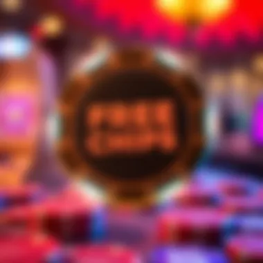 Visual Representation of Wild Fortune Free Chips Bonus Offer Illustration showing a casino chip glowing with digital effects representing free chips bonus