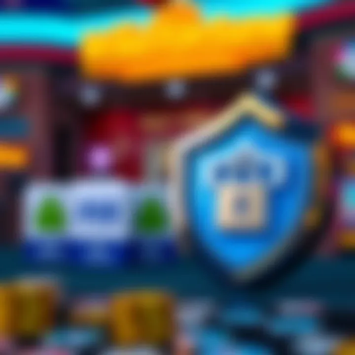 Secure payment icons representing different financial options alongside a shield symbolizing strong security measures