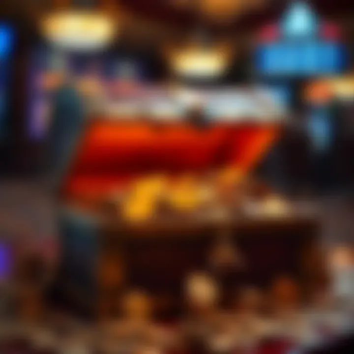 Loyalty Rewards and Ongoing Promotions at Wild Fortune Casino Illustration of a treasure chest overflowing with coins symbolizing loyalty rewards at Wild Fortune Casino