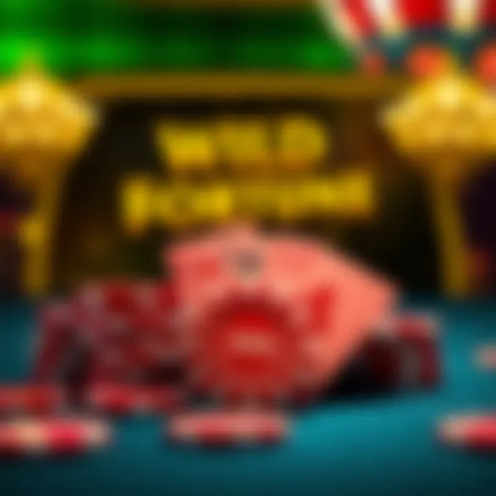Wild Fortune No Deposit Bonus Visual Representation Bright casino chips and playing cards illustrating a no deposit bonus offer