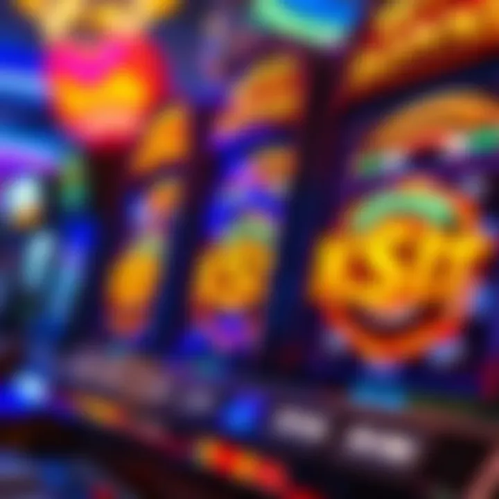 Slot machine reels displaying free spins bonus in a vibrant casino setting
