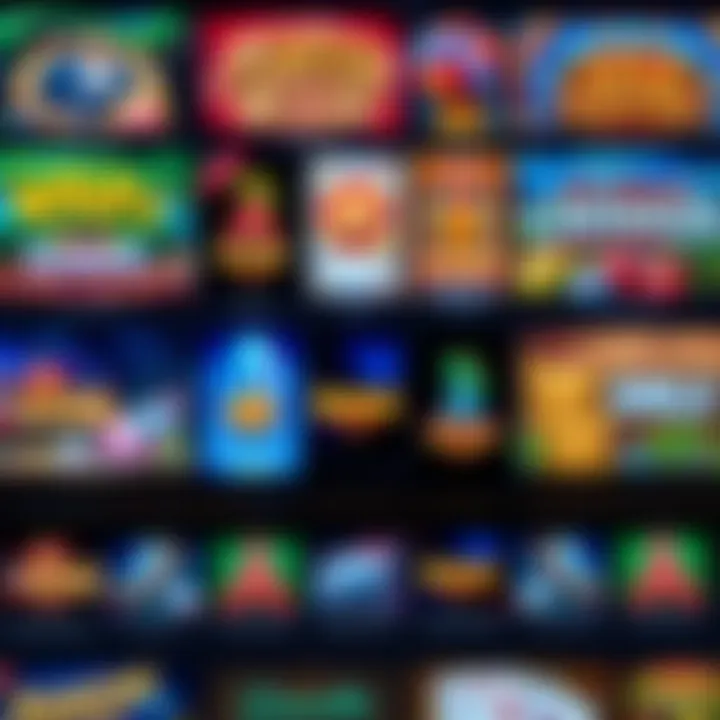 Variety of online casino games displayed on a digital interface