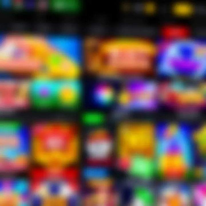 Colorful online casino interface showing various game options and bonus offers