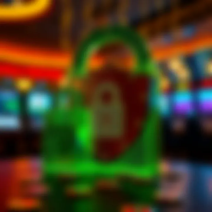Illustration of secure online gambling with digital lock and shield symbolizing player protection