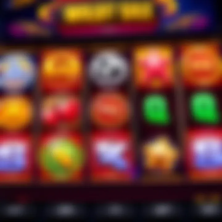 Colorful slot machine reels displaying wild symbols and fortune icons in an online casino interface