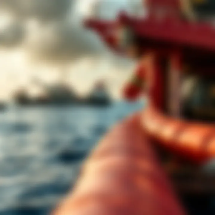 Cleanup vessels and containment booms deployed in marine pollution response