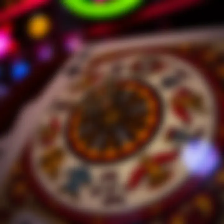 Detailed close-up of the Wheel of Fortune card showing its unique artistic style with bold lines and symbolic imagery representing cycles and change