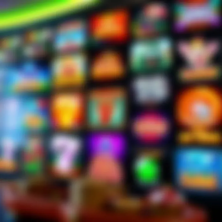 Array of online casino game icons available for free spins on digital platform