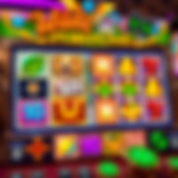 Colorful game interface showing reels with wild symbols and bonus icons in Wilds of Fortune slot