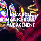 Graphic depicting a person setting a budget and tracking their bankroll on a digital device